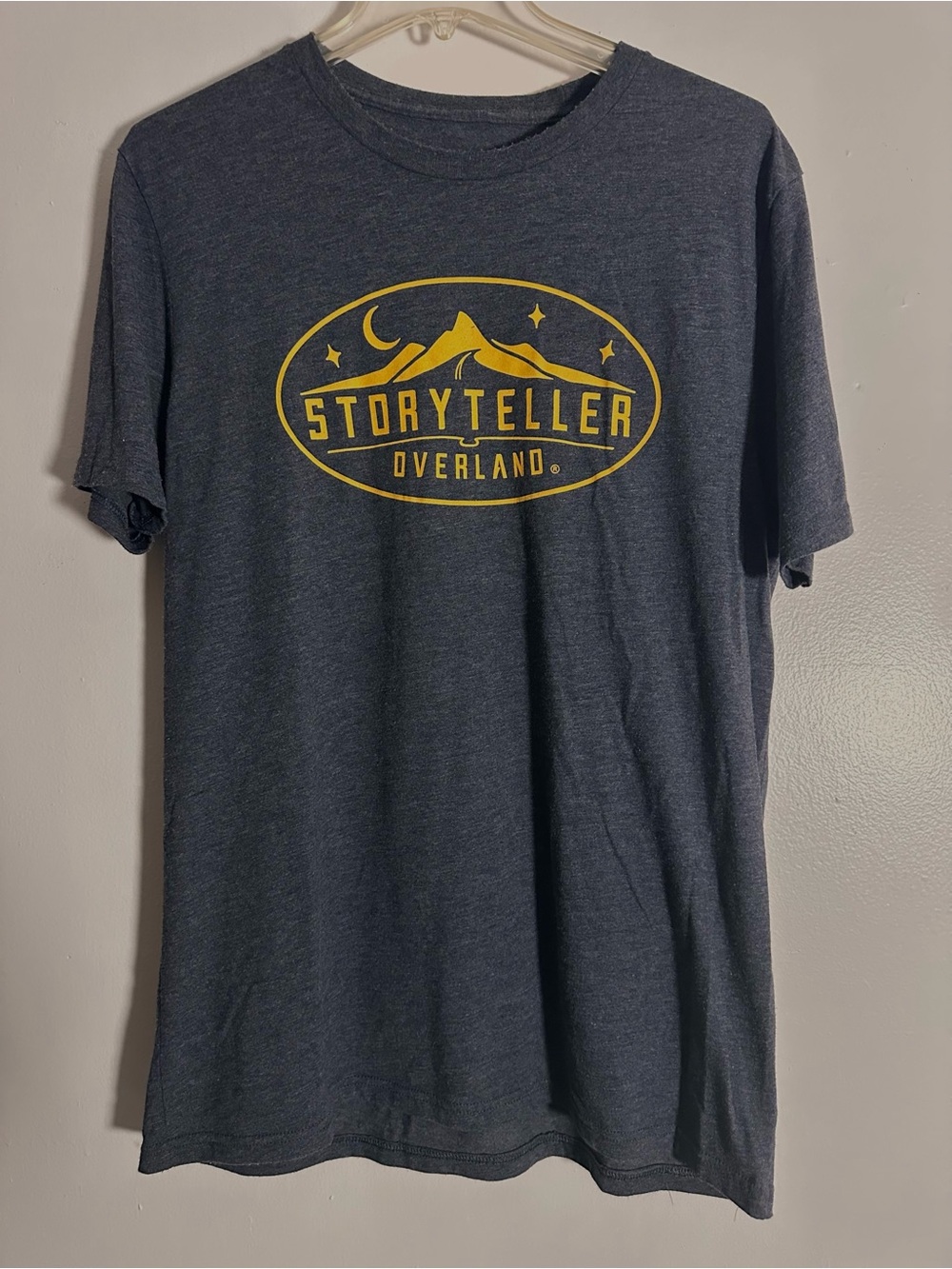 Storyteller Overland Men's Large Heather Navy Mountain Logo Graphic Tee Shirt